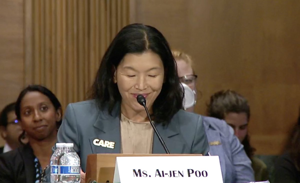 domesticworkers's tweet photo. "We need care infrastructure...Without these investments, 10s of millions of working caregivers and parents are making impossible choices between caring for their loved ones or working to pay the bills." 
#CareCantWait

Watch @aijenpoo live: https://t.co/5Ft0juXwNC https://t.co/4hotUmKddl