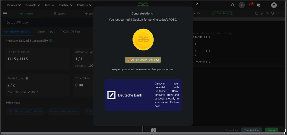 coder_motwani's tweet photo. POTD Sept 19 (Day 8)
@geeksforgeeks @DeutscheBank

#geekstreak2024 #DeutscheBank https://t.co/K3O86QaGPd