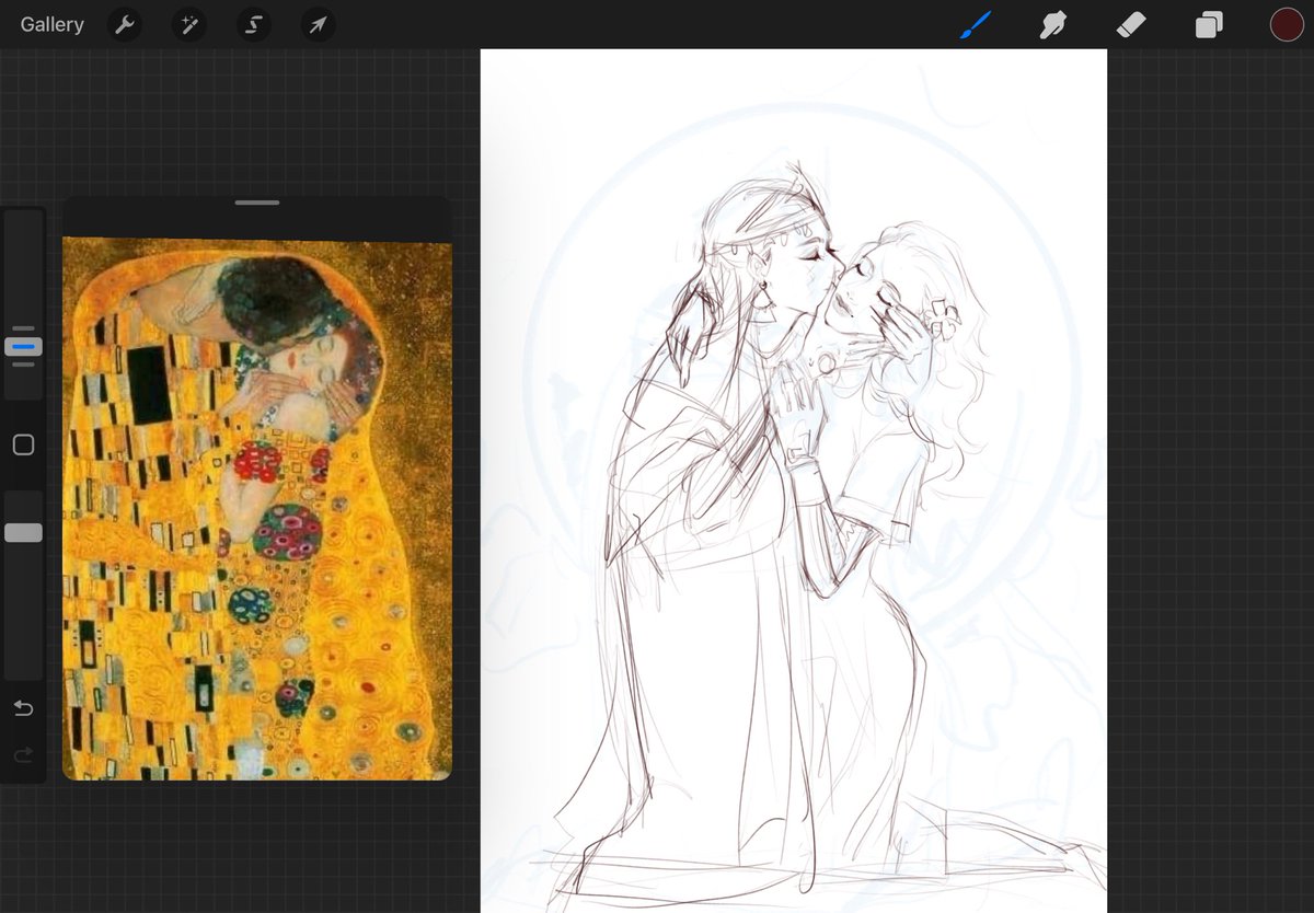 suddenly had the idea of drawing precolonial ph lesbians inspired by gustav klimit’s “the kiss”