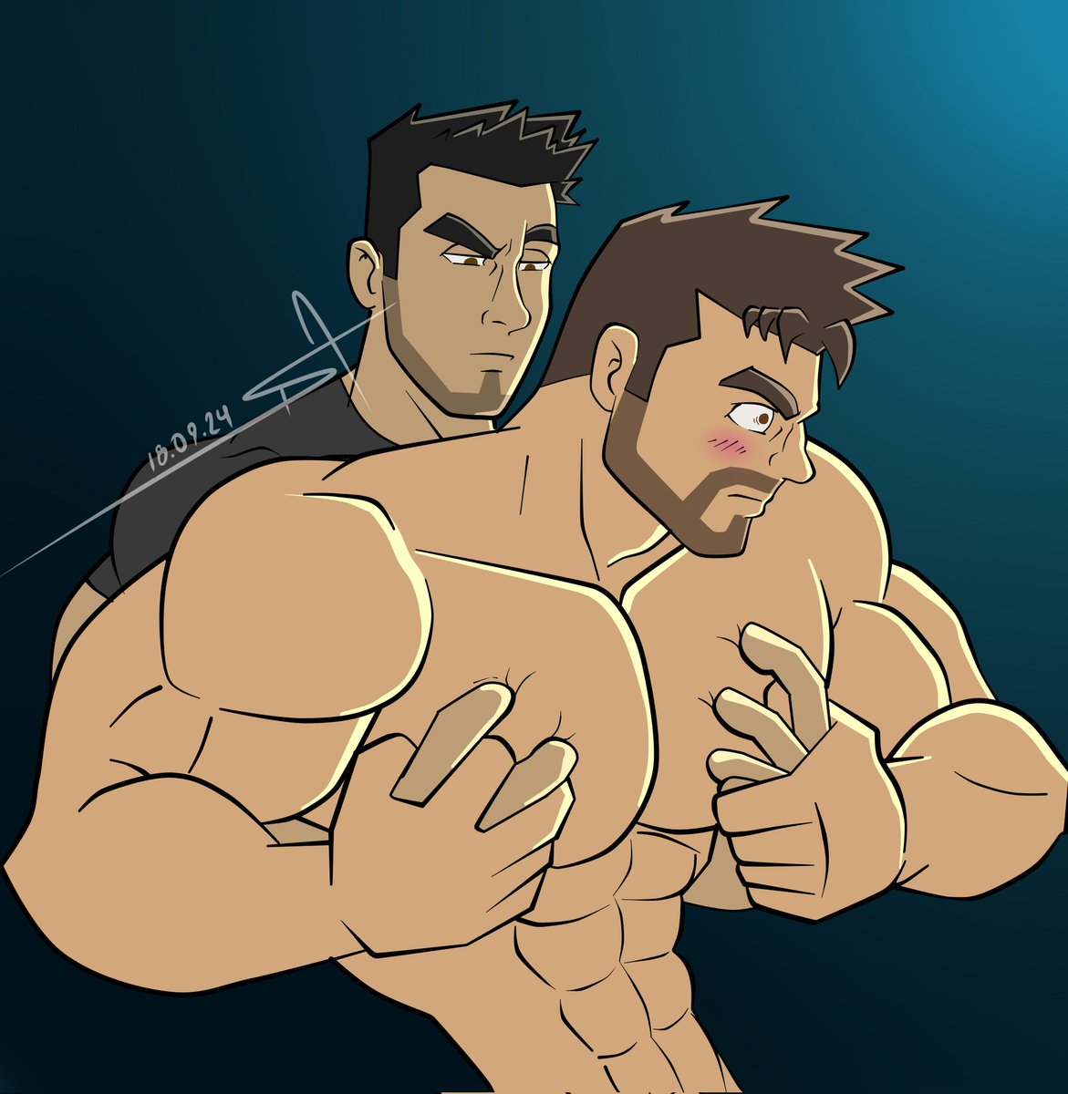 DanielsWolf1's tweet photo. No not again :'D !
#ChrisRedfield and my OC (Daniel)
#drawing #fanart #chrisredfield #re5 #residentevilfanart #bara #baraart #baraartwork #muscles #muscled #muscular #muscled #muscles #pecs #chest #baraartist #maleanatomy #couple #bromance #body #bodyanatomy https://t.co/luwNgnT8JU