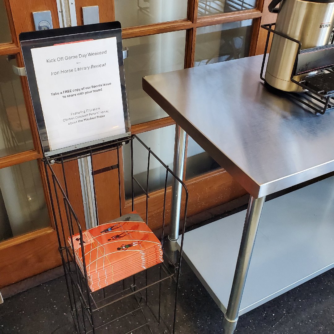 Coming by the Humanities building? Make sure to kick off game day weekend with a FREE copy of our Sports Issue!

Featuring a fantastic piece by Clinton Crockett Peters, a TTU Alum, about the Masked Rider 🏇