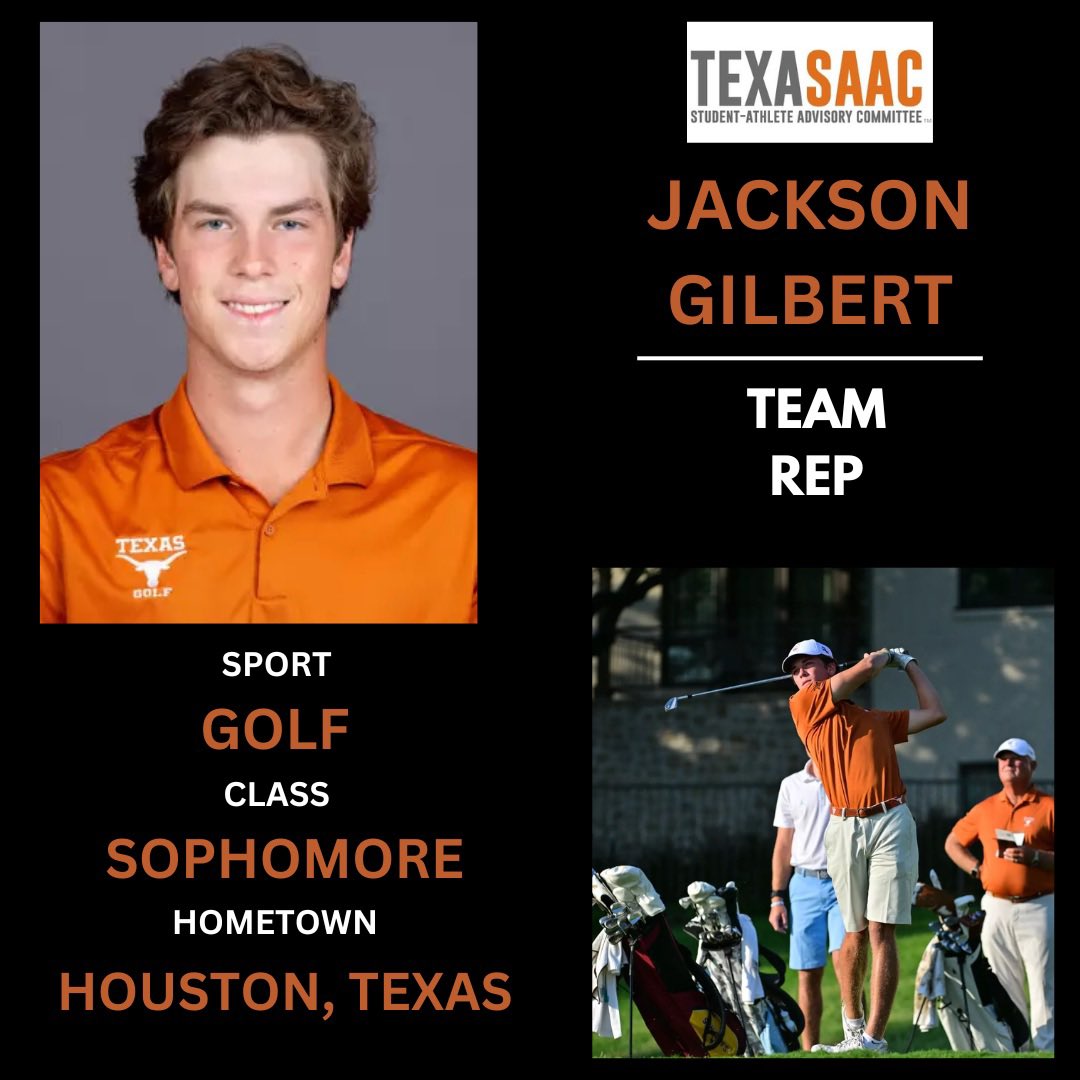 TexasSAAC's tweet image. Introducing our Menโs Golf SAAC reps, Ben DeLaRosa and Jackson Gilbert!โณ๏ธ๐๐ปโโ๏ธ๐ค๐ผ