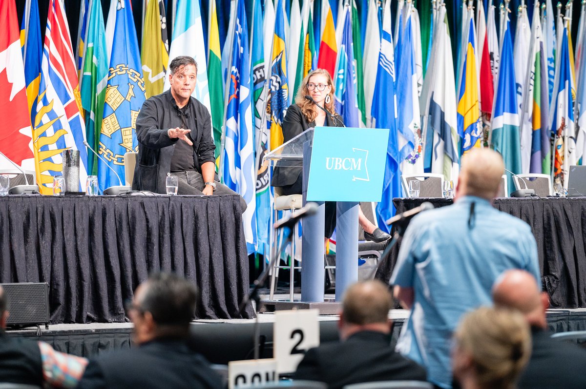 Thanks <a href="/strombo/">George Stroumboulopoulos 🐺</a> for an engaging conversation this morning about changing societal discourse. #UBCM24