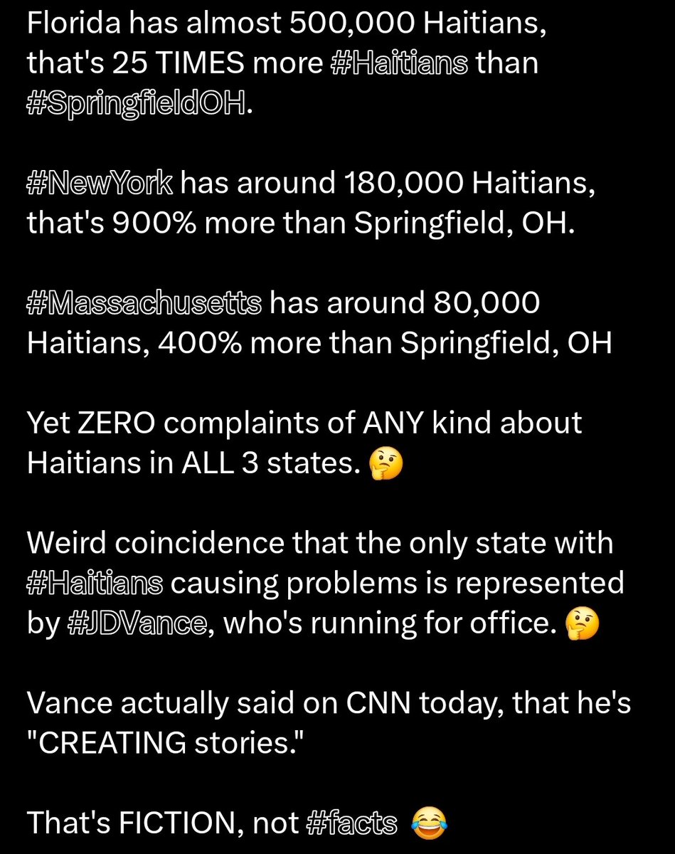 i_danforth's tweet image. There&apos;s no evidence.  Residents can say anything.  Have any filed reports in #Springfield, OH? No. 

#Vance admitted #CreatingStories. That&apos;s #FICTION, not facts. 

It&apos;s irresponsible AND dangerous to repost crap and knowingly spread #racists &amp;amp; xenophobic propaganda. 

It&apos;s free…