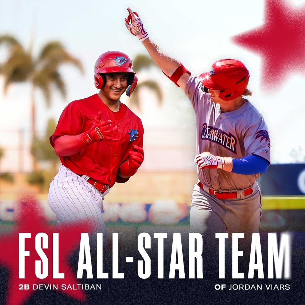 Congrats to Devin Saltiban and Jordan Viars on being named to the Florida State League All-Star Team 🌟