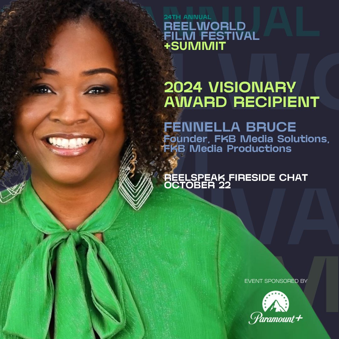 reelworldfilm's tweet photo. We are honoured to recognize Fennella Bruce (@fkbmedia) as our 2024 Reelworld Visionary Award recipient! 🎉 Join us on October 22 at the #reelworldsummit for a special luncheon and fireside chat to learn more about her journey!

Get your pass now at https://t.co/oTOljMe68W https://t.co/JhEdGpONWz