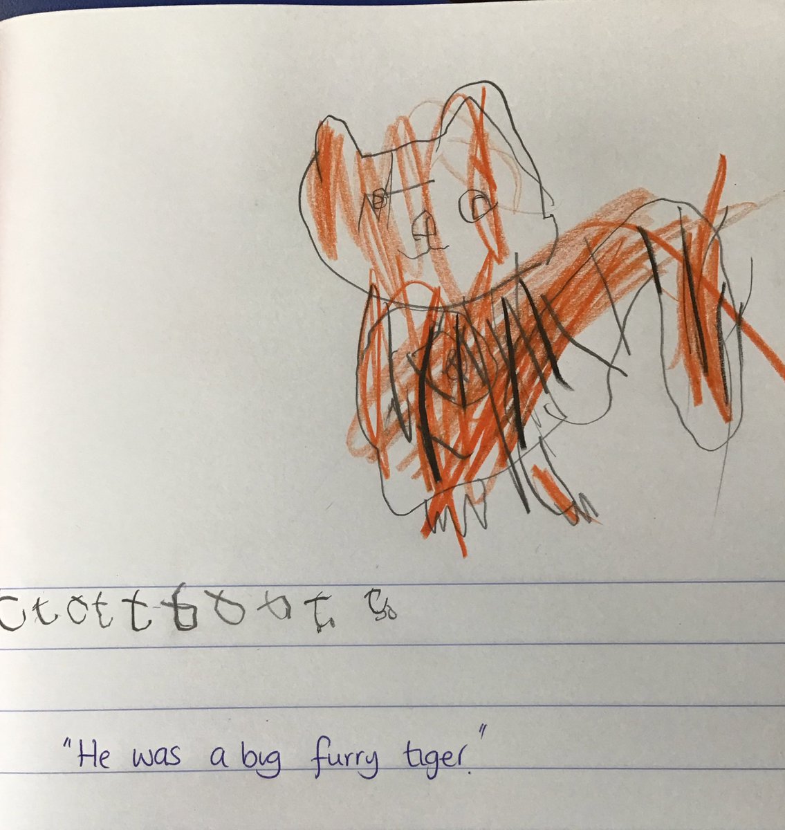 Highlees's tweet photo. EYFS had their first #Drawingclub session today and loved it! 
We looked at the text ‘The Tiger who came to tea’ and the children created their own stripy tiger 🐅 @GregBottrill https://t.co/P3M90ckg29