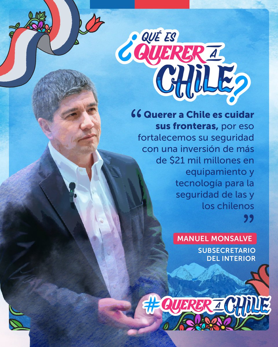 Un país que cuida sus fronteras, cuida su soberanía y también a a sus familias. 🇨🇱
Esta inversión es la más grande del último tiempo con los proyecto SIFRON, Muralla Digital y el despliegue de las Fuerzas Armadas en la frontera.