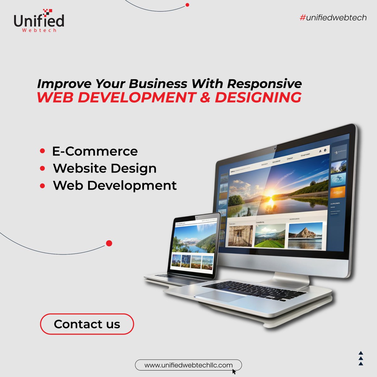 UnifiedWebTech's tweet photo. Revolutionize your business with responsive Web Development & Designing. Stay ahead in the digital race! 
#DigitalTransformation #BusinessUpgrade #DesignInnovation #StandOut #unifiedwebtech #DigitalMarketingPro #BrandAuthority #ecommerce #WebDevelopment #creativedesign #uidesign #uxdesign #MarketingExperts #digitalmarketing