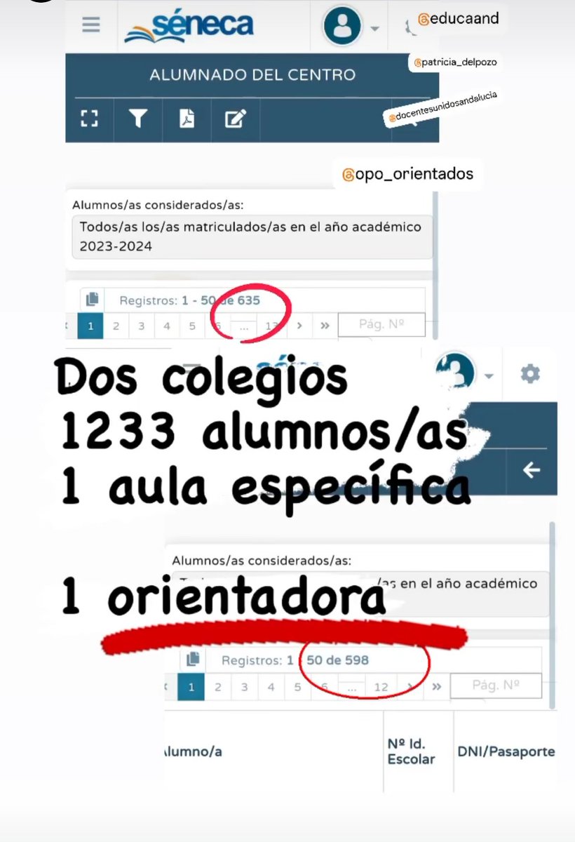 OxLaPublica's tweet photo. Su señoría @MC_CastilloMena: 

🛑No es verdad que la sustitución del IES VIRGEN DE LA ESPERANZA esté cubierta.

🛑Lleva desde el 4 de septiembre solicitada. Aún no ha salido en SIPRI.

Es solamente un ejemplo de orientadores  desbordados

AQUI más casos de ratios imposibles 🆘 https://t.co/wCEeLHKf69