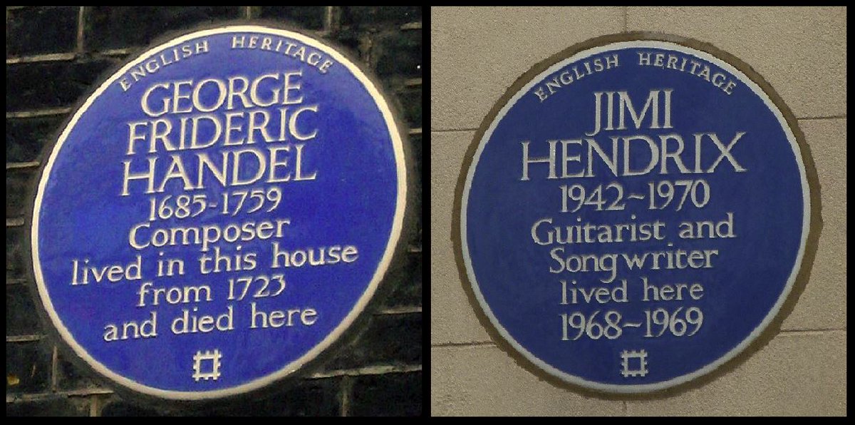 CuratorWithout's tweet image. Sadly #OnThisDay 1970 the incredible guitar player Jimi Hendrix died in London. Which led to my absolute favourite pair of #BluePlaques. If you are in Mayfair, go see Hendrix and Handel side by side. What an incredible pairing!