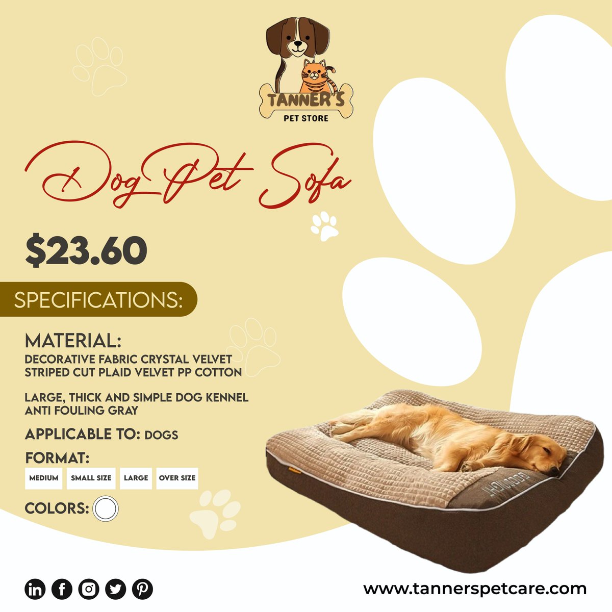 tannerspet's tweet photo. Give your furry friend the ultimate comfort with our Dog Pet Sofa! Perfect for lounging.

Call Us Now at +1 714-392-4333 Or Visit Us at https://t.co/FC9DlOUa9I

#tannerspetcare #dogpetsofa #Petessentials #ShopMyStore https://t.co/DKUVDzyUQ4