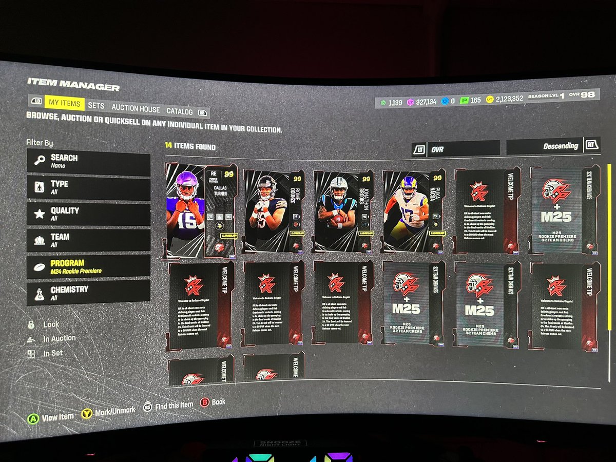 jrwilson015's tweet photo. @MaddenNFLDirect still waiting on all my rookie premiere players. I got my Puka today, but still have yet to receive any of my 85 or 87 players. You can see I completed all the sets as well as bought bundles for the team chems. Please help. https://t.co/9wuWeOL2q3