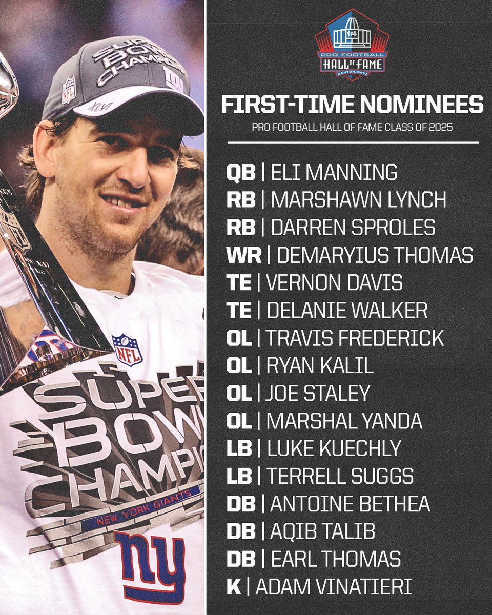 NBCSports's tweet photo. The list of first-time nominees for the Pro Football Hall of Fame is STACKED. 😲 #NFL https://t.co/VAW0oM8tjQ