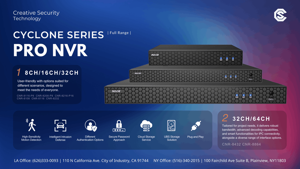 Cstsecurityusa's tweet photo. Cyclone Series Pro NVR 

Perfect blend of simplicity and advanced features, designed to meet all your security requirements effortlessly.

📲 Call us at 626-333-0093 (LA) or 516-340-2015 (NY)

#NVR #cyclones #AI #Secure #cloudstorage #easymanagement #fullrange #CST https://t.co/sQdxWs48Tw