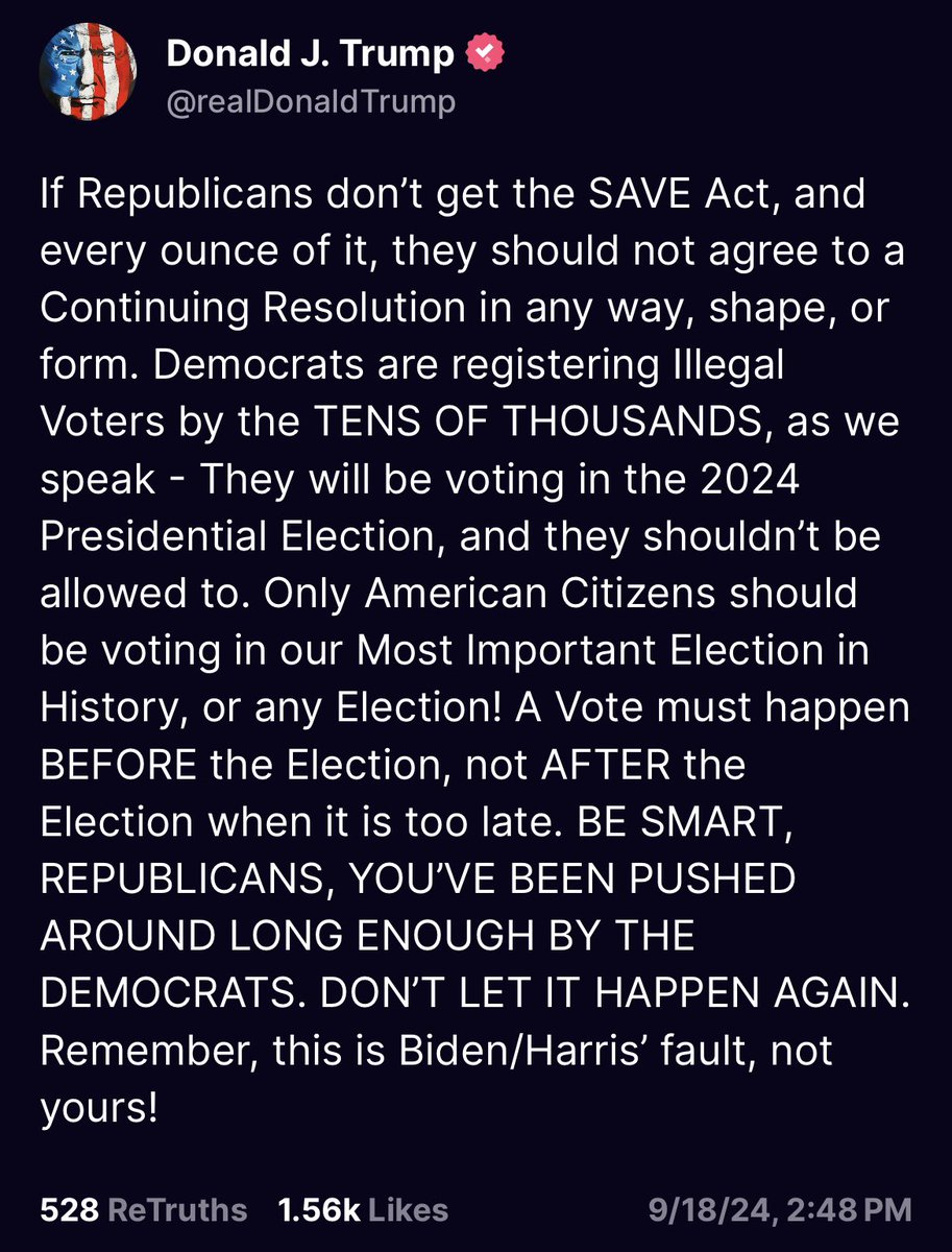 RonFilipkowski's tweet image. Trump calls on House Republicans to shut down the government.