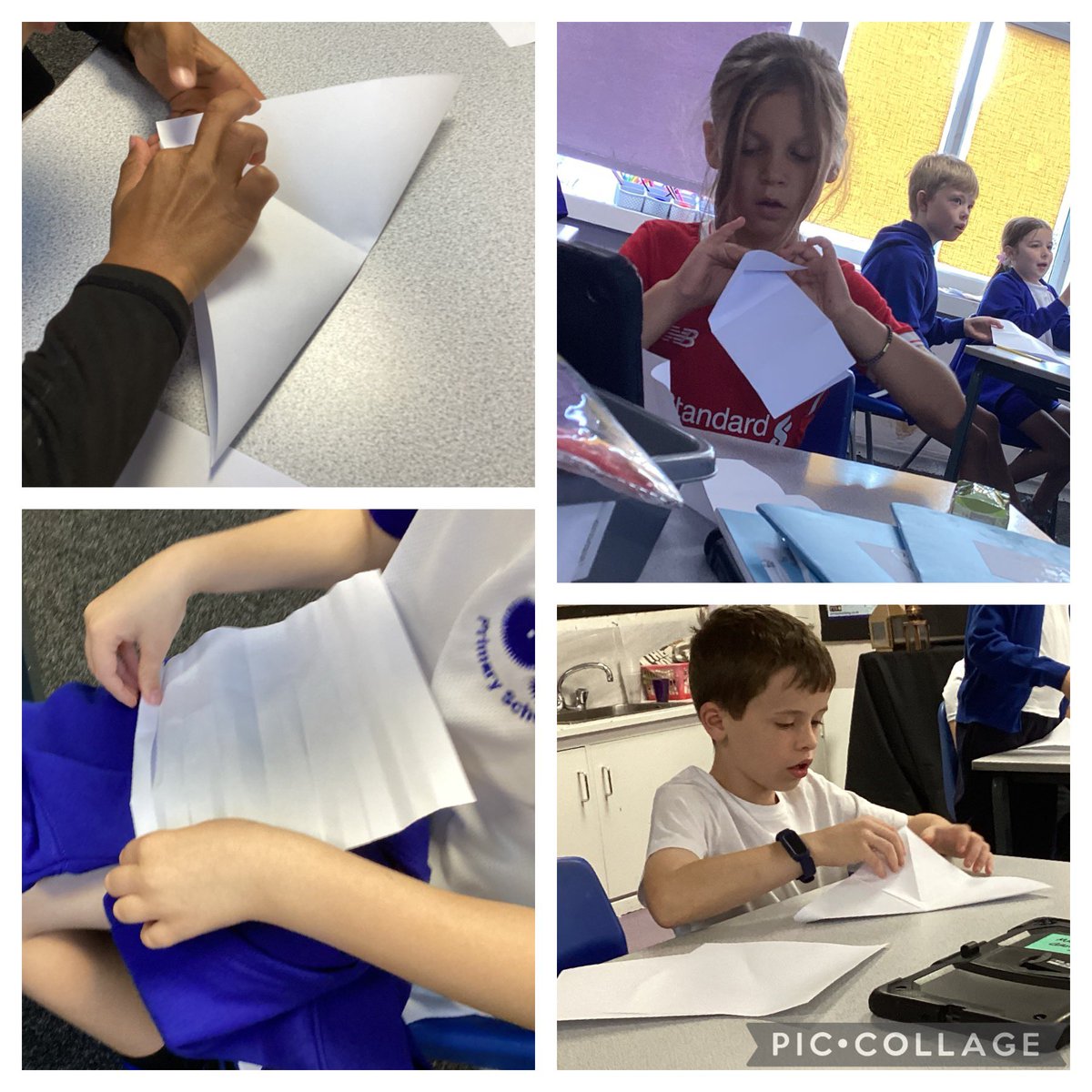PCPZebras's tweet image. We folded pieces of paper in to equal parts to help our understanding of fractions #pcpmaths