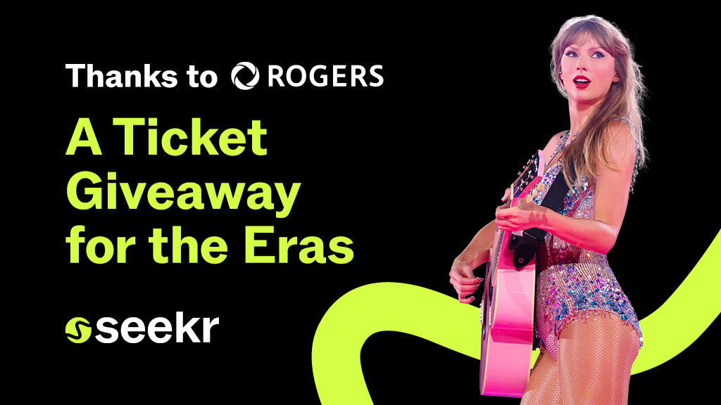 Seekr has your favourite radio stations, podcasts, news and sports...and the biggest prizes! 😍
 
Download the free <a href="/seekyoursounds/">Seekr</a> app for a chance to win a pair of tickets to see Taylor Swift 🎫🎫
 
Thanks to Rogers, the proud presenting sponsor of Taylor Swift | The Eras Tour