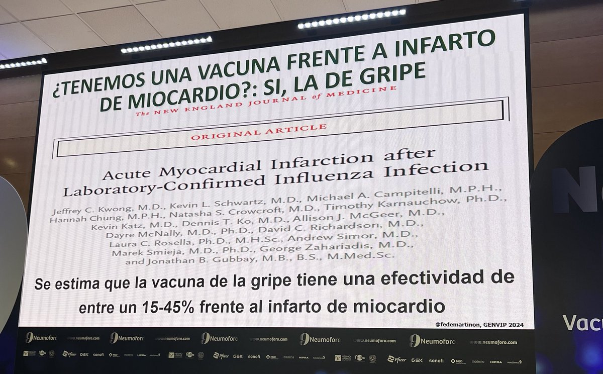 Beneficio indirecto de la vacuna de la gripe. % nada desdeñable frente al IAM. ⁦<a href="/fedemartinon/">Federico Martinón-Torres</a>⁩ ⁦<a href="/Neumo_experto/">Neumoexpertos</a>⁩ #9neumoforo