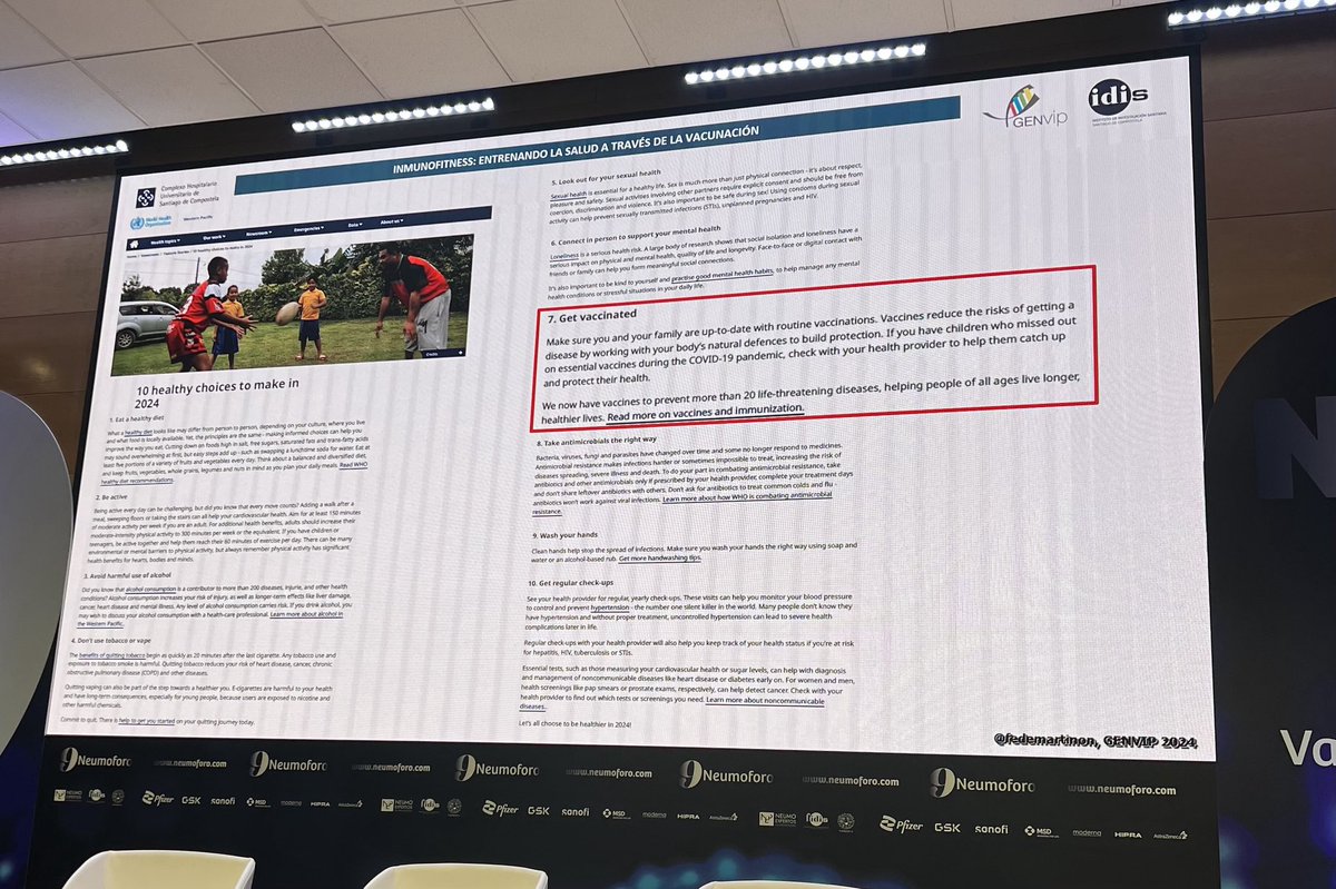 Vacuna como estilo de vida saludable. Así debe ser (OMS). ⁦<a href="/fedemartinon/">Federico Martinón-Torres</a>⁩ #9neumoforo ⁦<a href="/Neumo_experto/">Neumoexpertos</a>⁩
