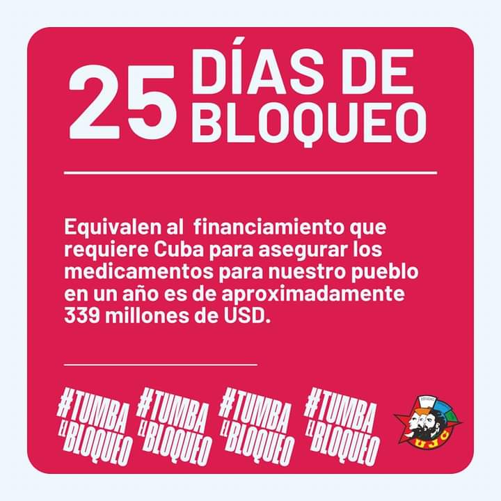 El bloqueo económico, comercial y financiero impuesto por los #EEUU a nuestro país es un crime, un acto de genocidio y una violación masiva de los derechos del pueblo cubano.  #TumbaElBloqueo #ArtemisaJuntosSomosMás <a href="/PartidoPCC/">Partido Comunista de Cuba</a> <a href="/DiazCanelB/">Miguel Díaz-Canel Bermúdez</a> <a href="/DrRobertoMOjeda/">Dr. Roberto Morales Ojeda</a> <a href="/GladysArtemisa/">Gladys Martínez Verdecia</a>