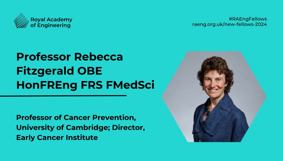 Rebecca Fitzgerald Lab (@rfitzgerald_lab) on Twitter photo I am delighted to have been elected a Fellow of the <a href="/RAEngNews/">Royal Academy of Engineering</a>. I join 70 other leading figures in the field of engineering and technology to be elected this year: raeng.org.uk/new-fellows-20…
#RAEngFellows I am delighted to have been elected a Fellow of the <a href="/RAEngNews/">Royal Academy of Engineering</a>. I join 70 other leading figures in the field of engineering and technology to be elected this year: raeng.org.uk/new-fellows-20…
#RAEngFellows