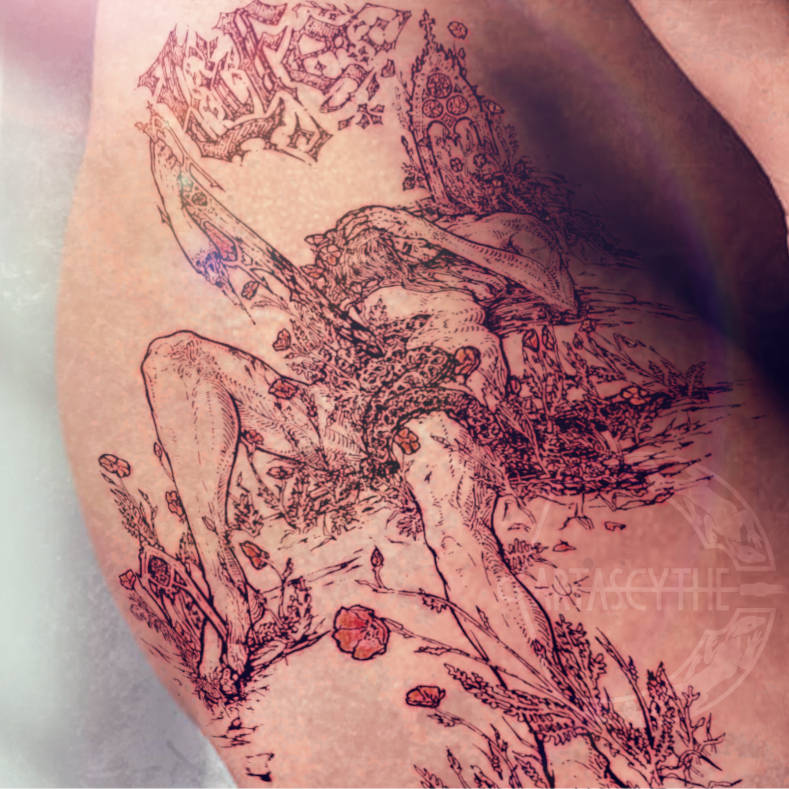 Artiste Visuelle et tatoueuse sur Rouen et ses alentours je vous présente cette création encrée

🏵️LIFE🗡️

Tatouage entre graphique et gravure finement tracé en noir aux quelques touches d'orange discret et chatoyant.

#tattoo