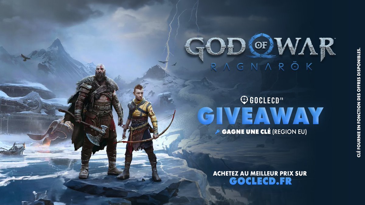 🎉 #GodOfWar Giveaway !

🎮 Comment participer :
1️⃣ Suivez-nous <a href="/Goclecd/">Goclecd.fr</a>
2️⃣ Like &amp; RT
3️⃣ Taguez votre partenaire de combat

🗓️ Fin : 23 septembre 2024

Step 1. Cliquez-ici : goclecd.fr/god-of-war-rag… 
Step 2. Trouvez notre post twitter dans l’article pour participer au giveaway