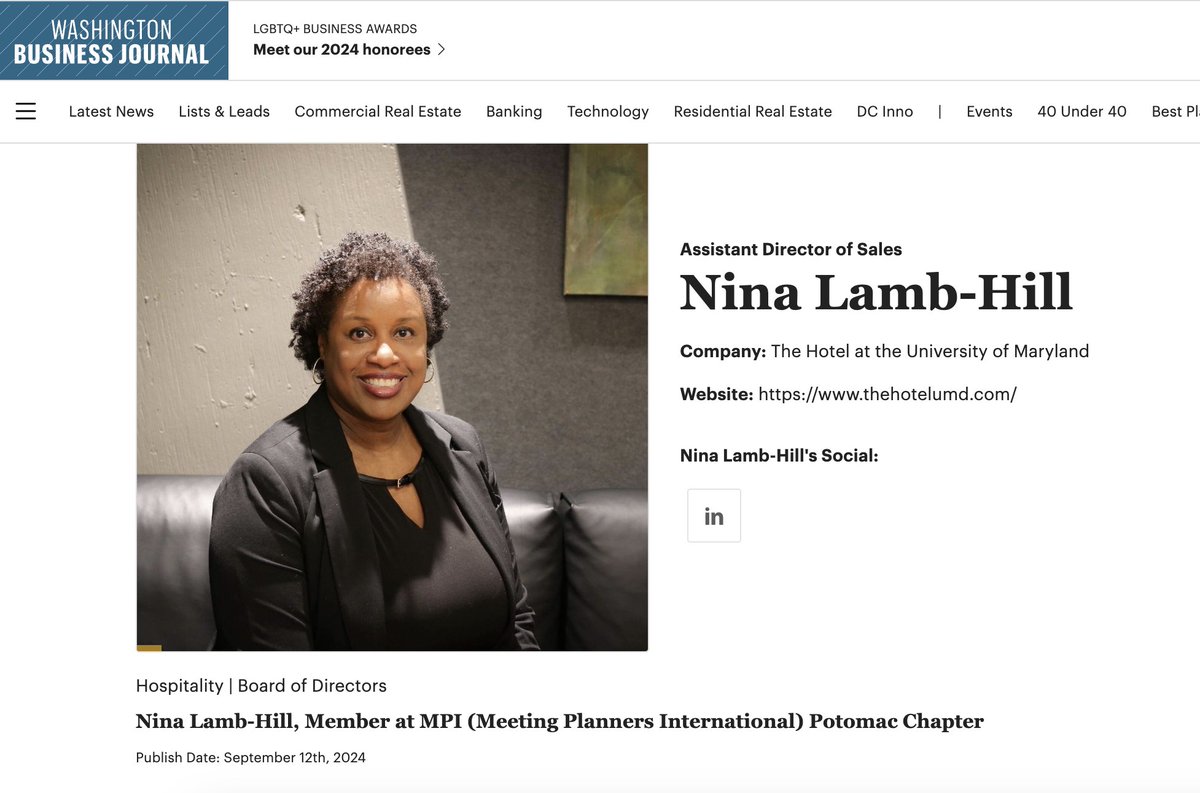 mgilliampr's tweet photo. Congratulations to our client, Nina Lamb-Hill, on the feature in Washington Business Journal 🎉👏 
#SuccessStory #ProudMoment #WBJFeature #PointTakenPR 🌟
Image courtesy of the Washington Business Journal https://t.co/B2kGHHTnZs