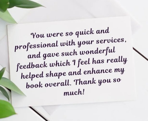 Feedback of our editorial services from Laura Rose, author ✨✍️

We're glad to have worked on beta reading her upcoming poetry book, "Reflections of Imperfections" out on November 4th!

Contact us for editing, proofreading, and beta reading services 📝

#WritingCommunity #books