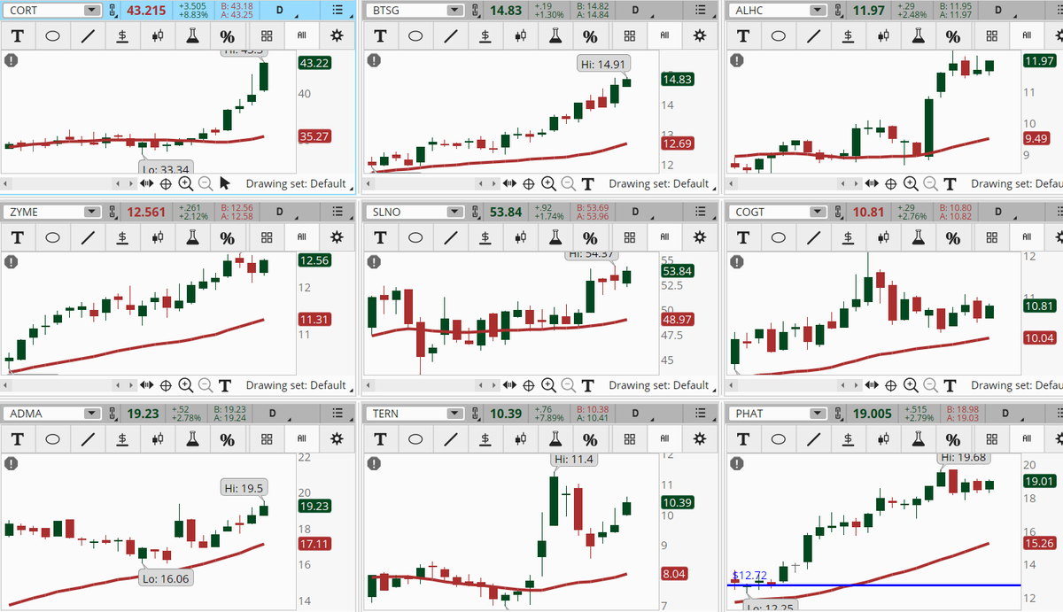 ConnieHillCS's tweet photo. The Health Care Sector stocks are dominating the Early Morning Movers Bullish scan. Some examples, not recommendations are: #CORT, #BTSG, #ALHC, #ZYME, #SLNO, #COGT, #ADMA, #TERN, #PHAT. Let's see how well they keep their momentum. https://t.co/4RSRjseh4z