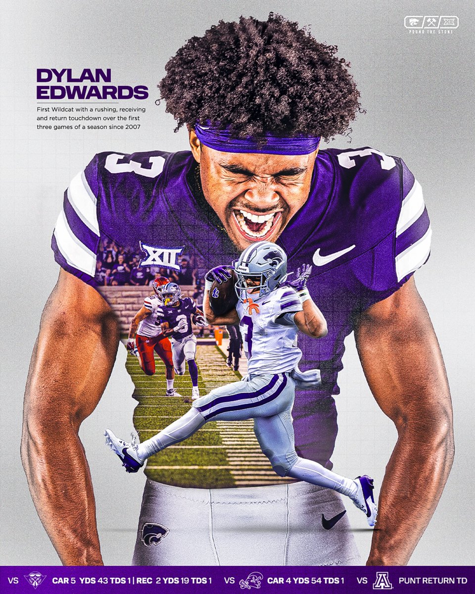 KStateFB's tweet photo. Wasted no time in making his mark @dylan_edwards02 https://t.co/UPYGAdP9C4