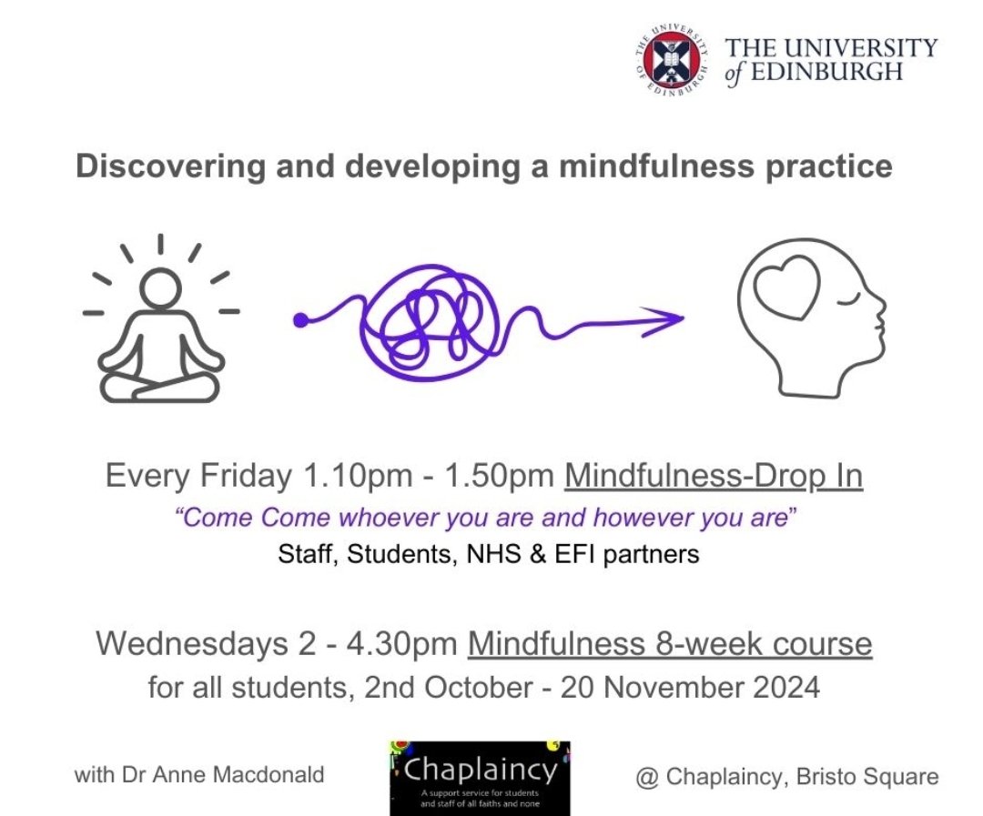 Anne Macdonald (@a_m_macdonald) on Twitter photo Opportunities to discover and develop a mindfulness practice <a href="/EdinburghUni/">The University of Edinburgh</a> : chaplaincy.ed.ac.uk/mindfulness/mi… Opportunities to discover and develop a mindfulness practice <a href="/EdinburghUni/">The University of Edinburgh</a> : chaplaincy.ed.ac.uk/mindfulness/mi…
