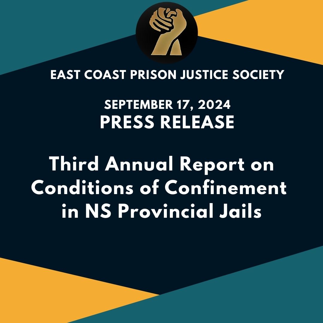 ECPJS_'s tweet image. Today, East Coast Prison Justice Society is releasing the third Annual Report of its Visiting Committee
project (“VC”) on conditions of confinement in Nova Scotia jails. Please find the report attached and at
eastcoastprisonjustice.ca/press-releases….