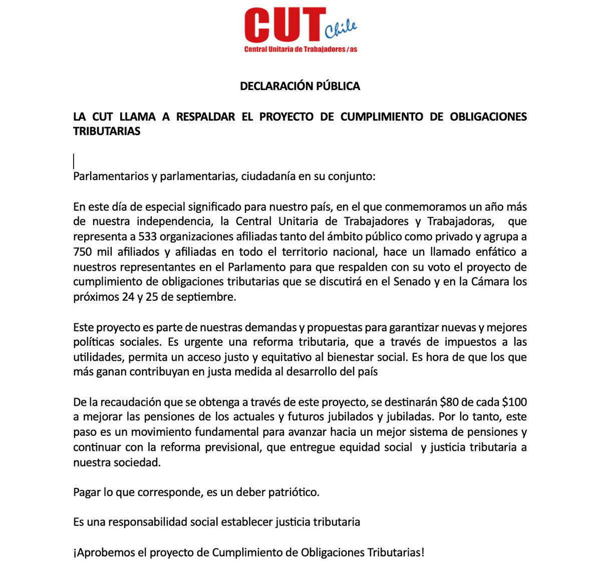 CUT Chile ✍️🗳 tweet media