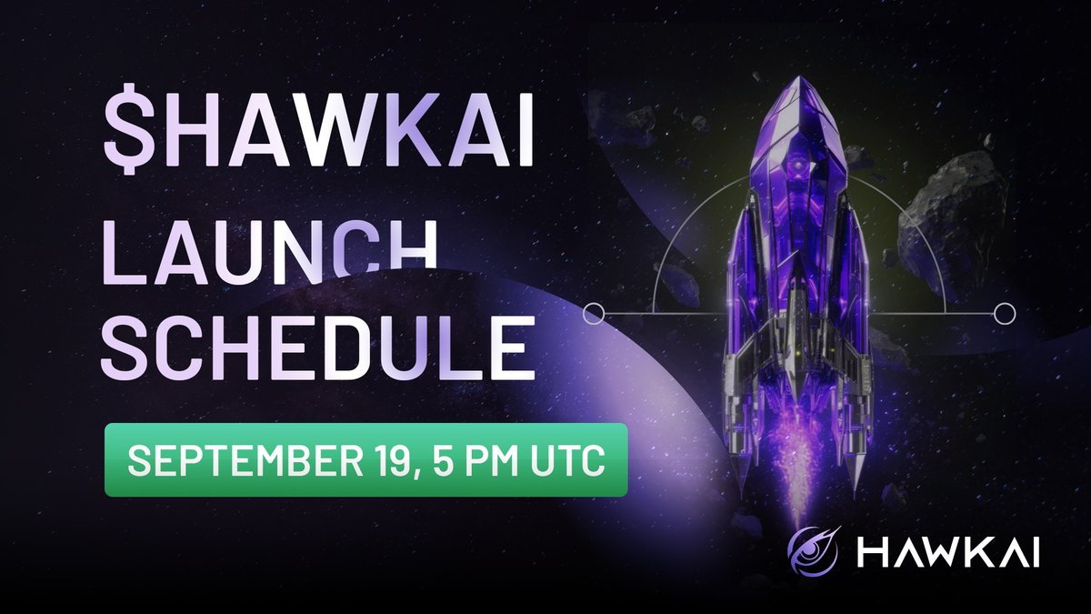 HawkAI_GG's tweet photo. The official launch of $HAWKAI is scheduled!

⏰ Launch Date: September 19, 5 PM UTC.

The countdown has begun, and the opportunity to be part of this revolution is just around the corner!

Mark your calendars and get ready to join the future of AI-driven crypto trading. https://t.co/yp6VS3RjXM