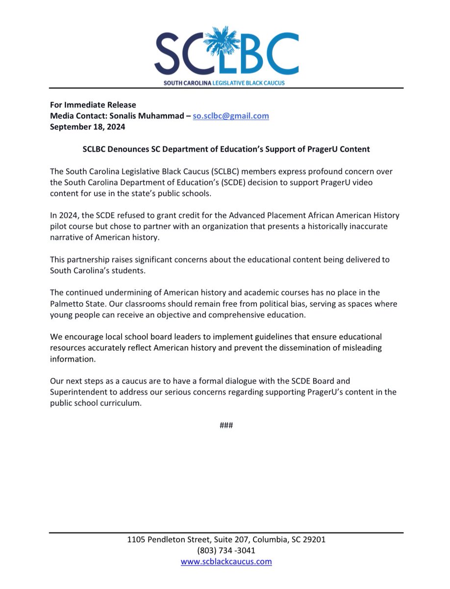 SC Legislative Black Caucus tweet media