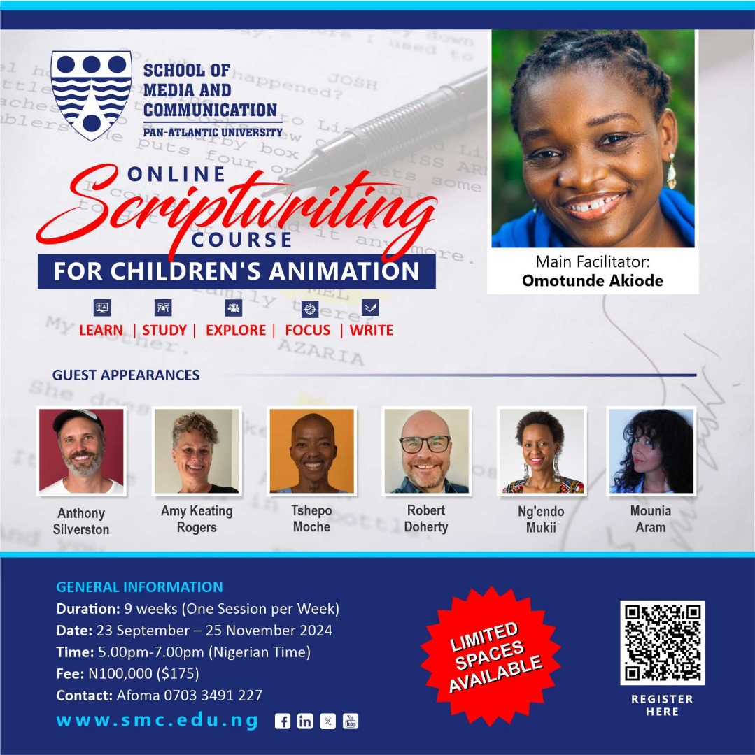 NollywoodCentre's tweet image. Learn from professionals in the animation industry. Join our online Scriptwriting Course for Children's Animation with special guests every week sharing industry secrets and knowledge to help you grow as a screenwriter. 🚀