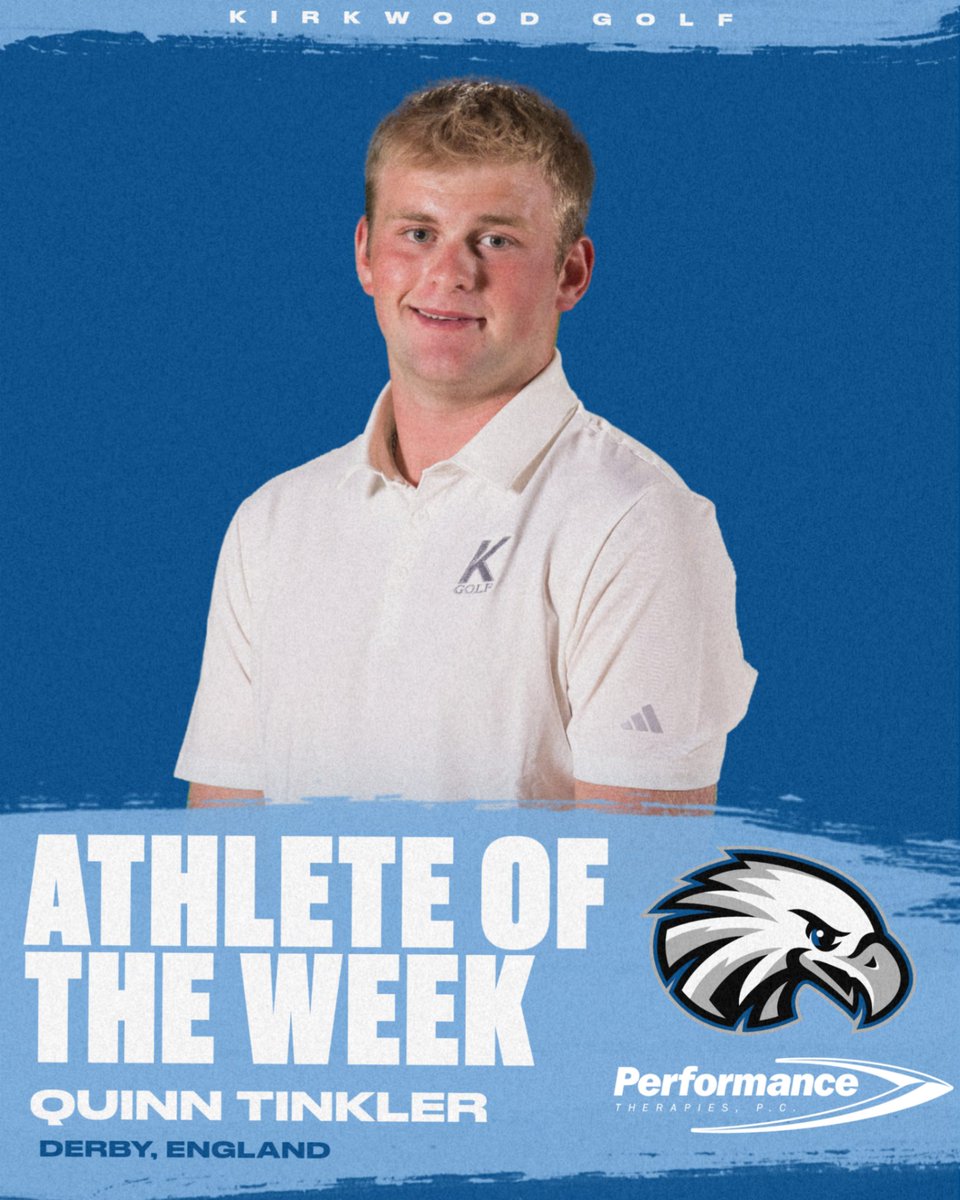 ＧＯＬＦ

Congratulations to sophomore, Quinn Tinkler on earning Iowa Community College Athletic Conference Athlete of the Week! Quinn set 3 school records in last week's match. Winning the event by 9 strokes! 

#GoEagles🦅🏌️‍♂️ I
<a href="/KCC_GOLF/">Kirkwood Golf</a>