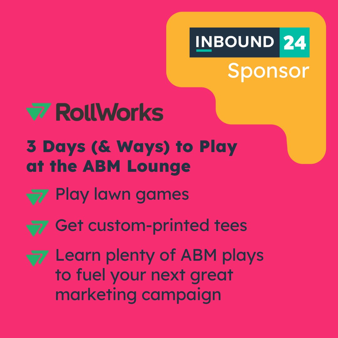Game on at the #INBOUND24 <a href="/RollWorks/">RollWorks</a> ABM Lounge! 🎮 Stop by for lawn games, custom tees &amp; expert ABM plays, and fuel your next campaign over coffee with the team. #ABMPlaybook