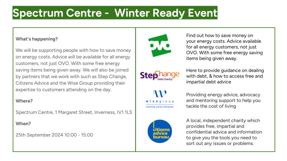 Come and see us at the Spectrum Centre next week.  (I know summer has made a comeback but we all know it won't last 😄)