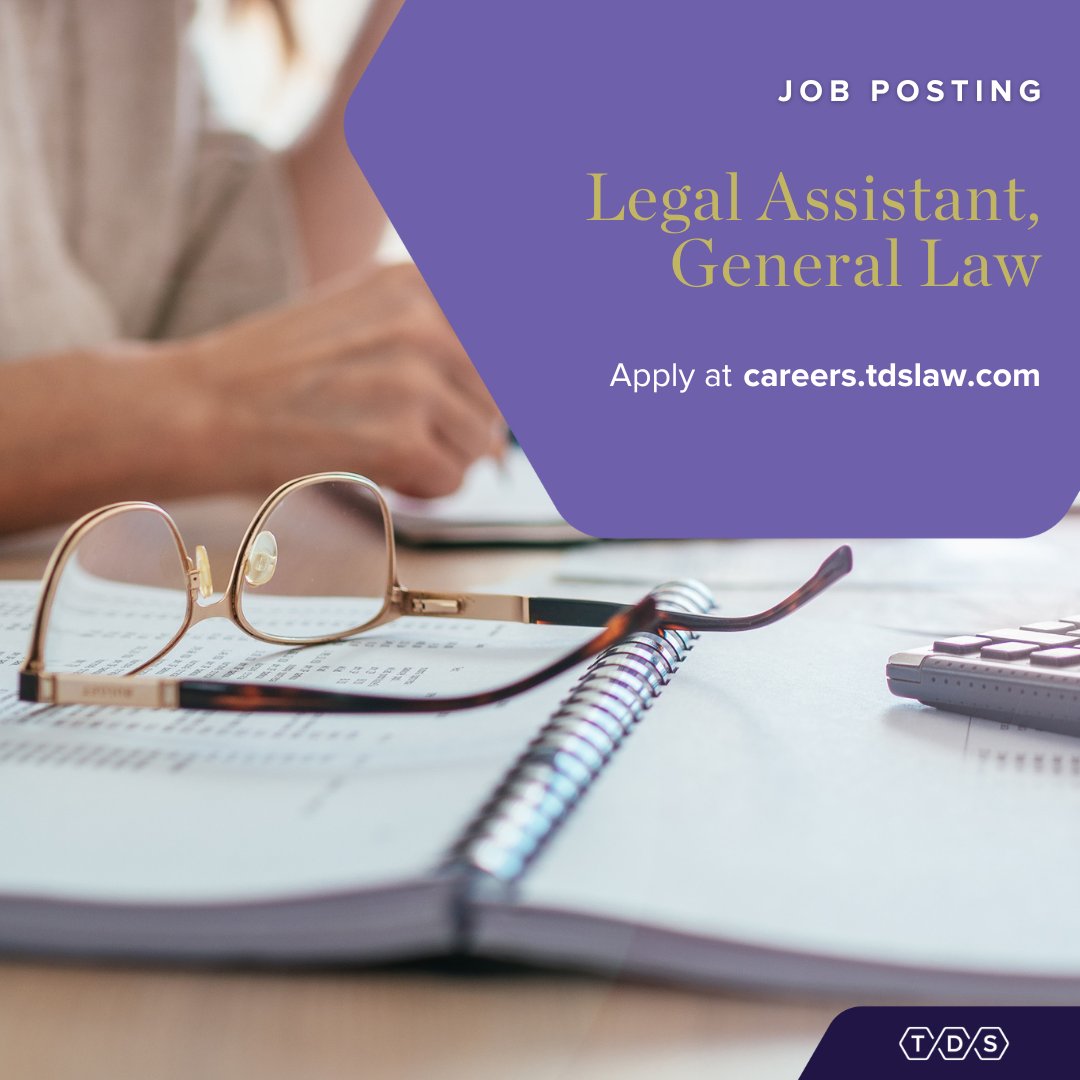 TDS is currently seeking a Legal Assistant for General Law with experience in a general law practice, including municipal law, administrative law and property matters.

For a detailed job description and to apply, click careers.tdslaw.com/career/legal-a…

#Winnipeg #TDSLaw #Hiring