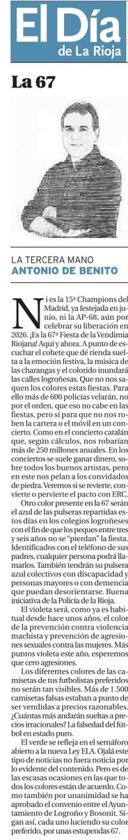 La 67. Hoy, en El Día de La Rioja. 
eldiadelarioja.promecal.es/Publicacion/10…