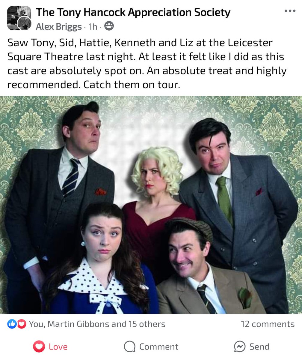 We're the Talk of the Town over on the <a href="/East_Cheam_Lad/">Tony Hancock</a> FB group.

Londoners, we've one final show at <a href="/lsqtheatre/">Leicester Square Theatre</a> this evening, 7pm! Book tickets now.