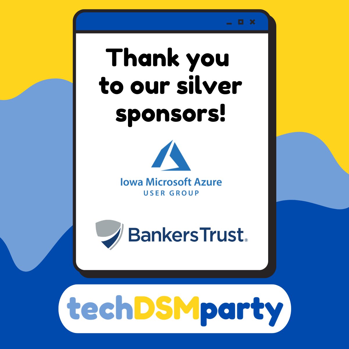 DSMTechParty's tweet photo. Big THANK YOU to all of our Silver Sponsors - we appreciate your support for techDSMparty!

Reserve your FREE ticket here:  https://t.co/ZauzmVf4GA

Questions about attending or sponsoring this event? Contact techDSMparty@gmail.com

#techDSMparty2024 #community #technology https://t.co/xPzRvLGxFG