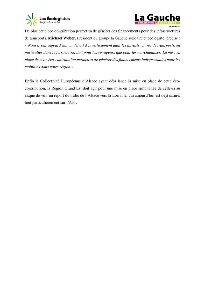 🟢Oui à l'éco-contribution dans le Grand Est
🔴Non au populisme d'extrême-droite 

👇Retrouvez notre communiqué de presse avec <a href="/GaucheGrandEst/">La Gauche solidaire et écologiste</a> : grandestecologiefr.wordpress.com/2024/09/18/oui…