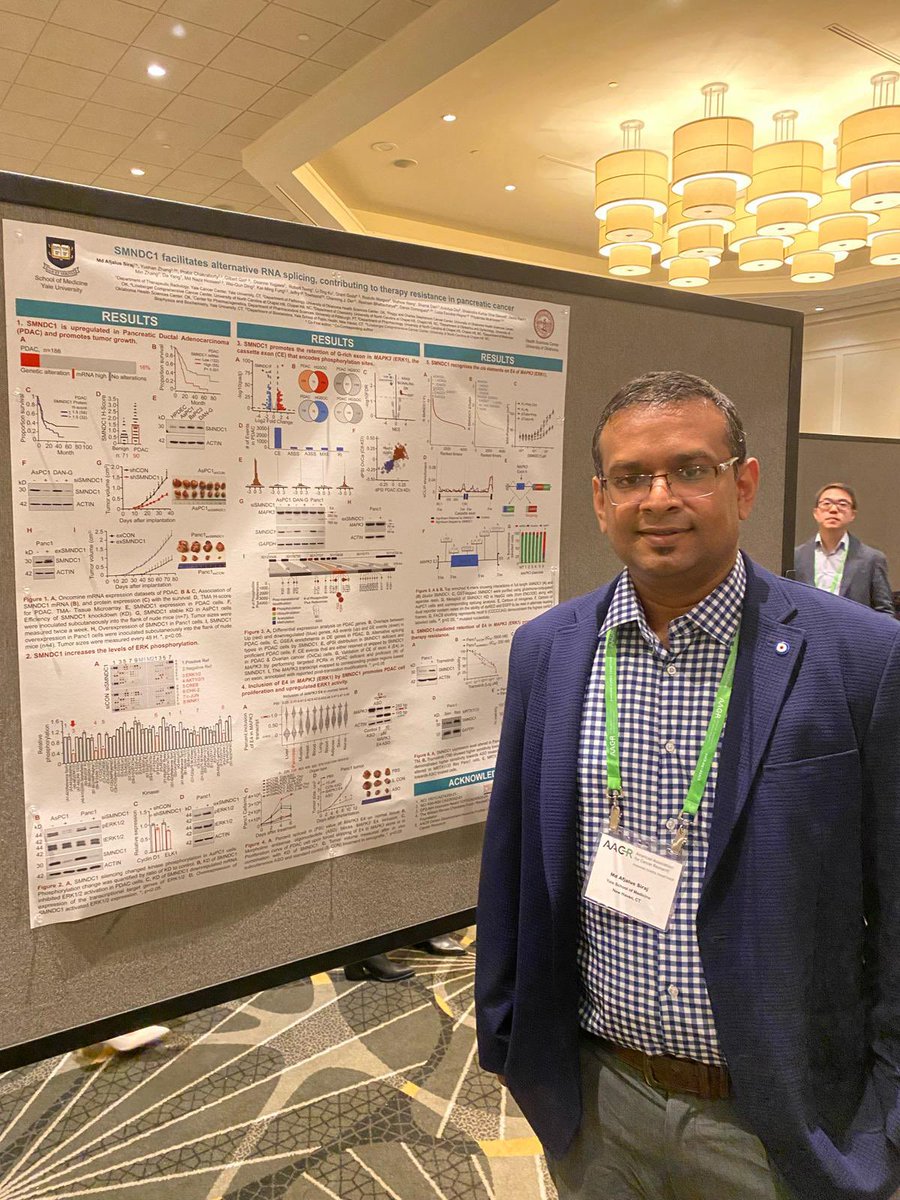Great time with <a href="/afjalus/">Dr. M A Siraj</a> and his poster on #RNAsplicing of ERK in #PDAC at #AACRpan24