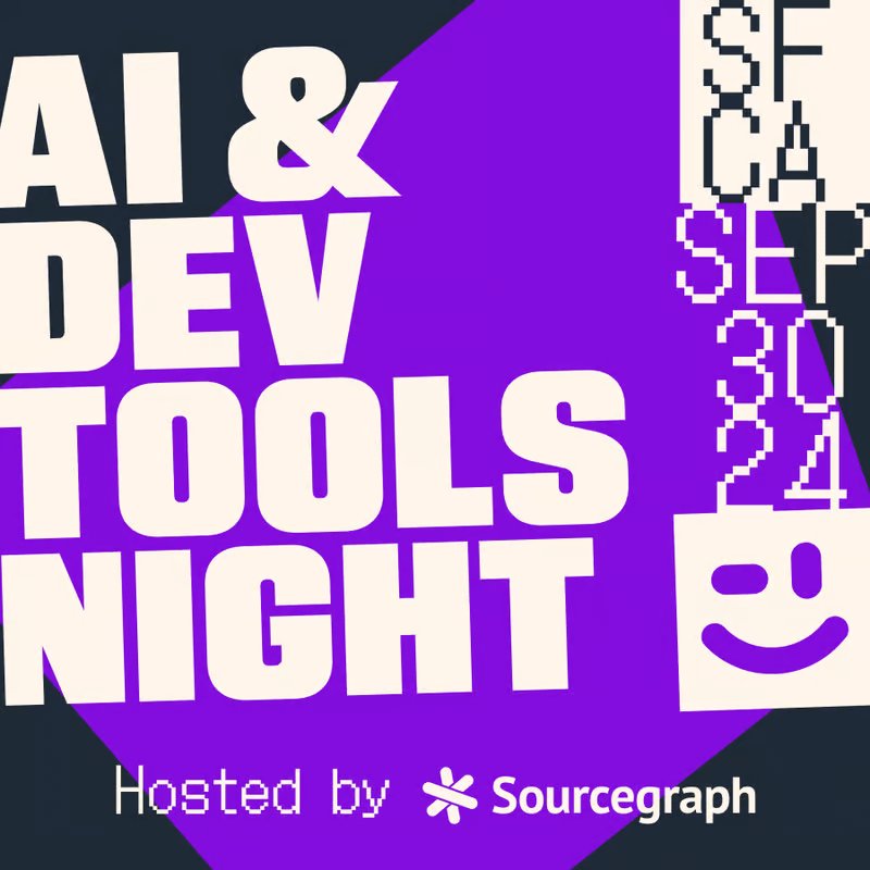 Excited to announce our next in-person event, AI Dev Tools Night 🤖💻🎤

With awesome speakers:
- <a href="/beyang/">Beyang</a>, CTO &amp; Co-founder of Sourcegraph
- <a href="/jeffreyhuber/">jeff</a>, Cofounder of <a href="/trychroma/">Chroma</a>
- <a href="/ojusave/">ojusave</a>, Senior Developer Relations at <a href="/Zoom/">Zoom</a>
- <a href="/mattppal/">matt palmer</a>, Developer Relations at <a href="/Replit/">Replit ⠕</a>
-
