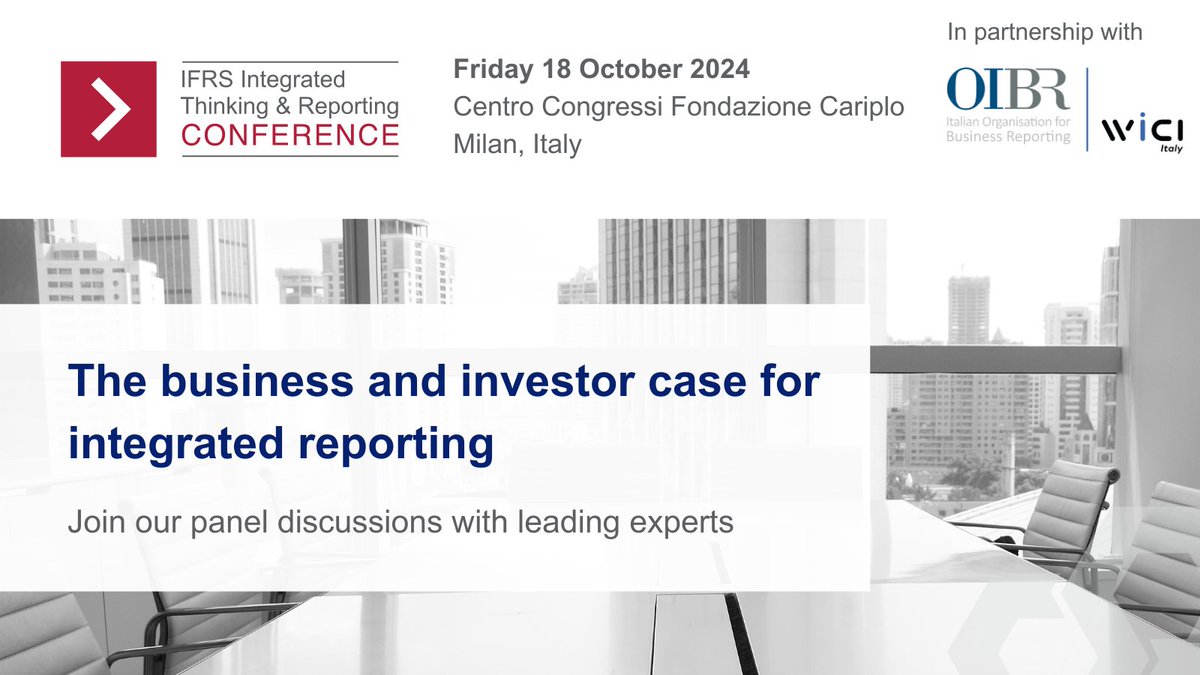 theiirc's tweet photo. At the IFRS Integrated Thinking & Reporting Conference we'll discuss the value proposition for preparers of using the #IntegratedReporting Framework with IFRS Standards & the added value an integrated report provides for investors using the information ����
https://t.co/SkseYPx1JQ https://t.co/DWmp3roRr3