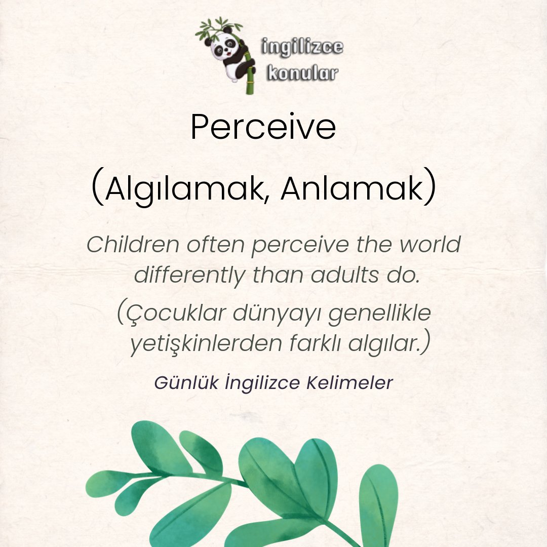 Yeni İngilizce Kelime: Perceive (Algılamak)

Lütfen daha fazla İngilizce kelime için için bizi takip edin. ingilizcekonular.com ile İngilizce öğrenmek çok kolay.

#ingilizce #ingilizcekelimeler #ingilizcekursu #ingilizcedersi #ingilizcesözler #ingilizcekonular